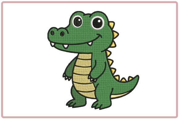 Charming Cute Crocodile Embroidery Design