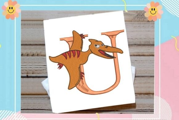 Creative Dinosaur Monogram Alphabet Letter U