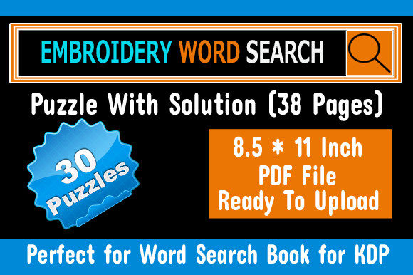 Embroidery Word Search Puzzle for KDP