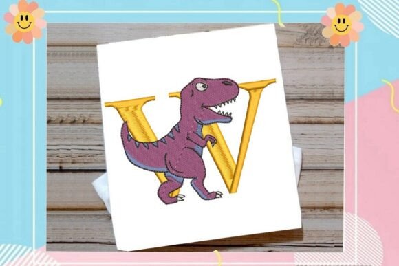 Exploring Dinosaur Monogram Alphabet Letter W