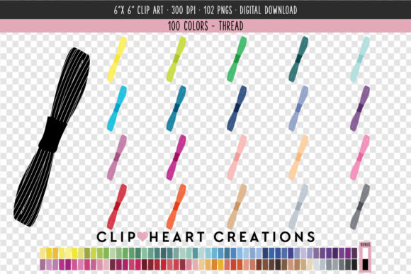 Exploring Embroidery Thread Clip Art - 100 Colors