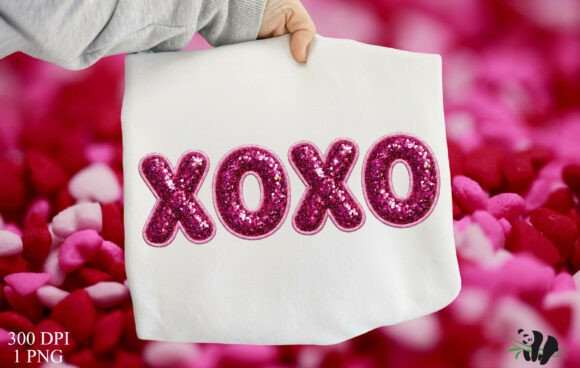 Faux Embroidery Pink XOXO PNG for Valentine's Day