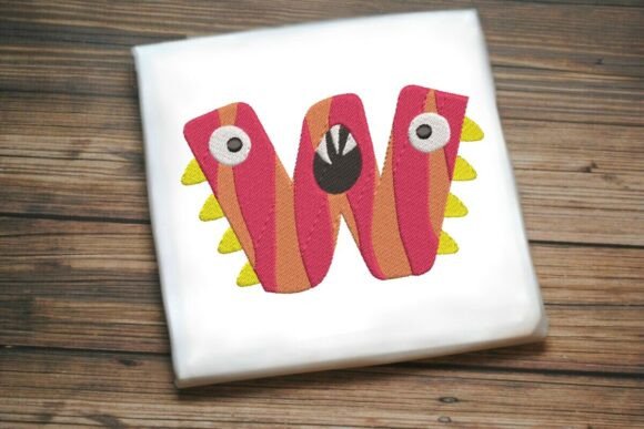 Fun Monster Alphabet Letter W: A Playful Embroidery Design