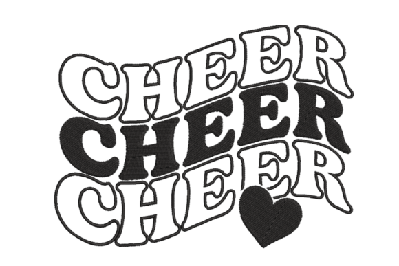 Retro Stacked Cheer with Heart: A Trendy Embroidery Design