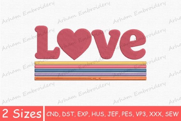 Retro Valentine Love Heart: A Charming Embroidery Design