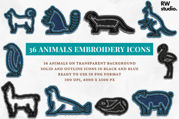 Review of 36 Animals Embroidery Icons Clipart
