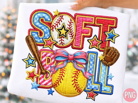 Softball Mom Sports Embroidery T-SHIRT