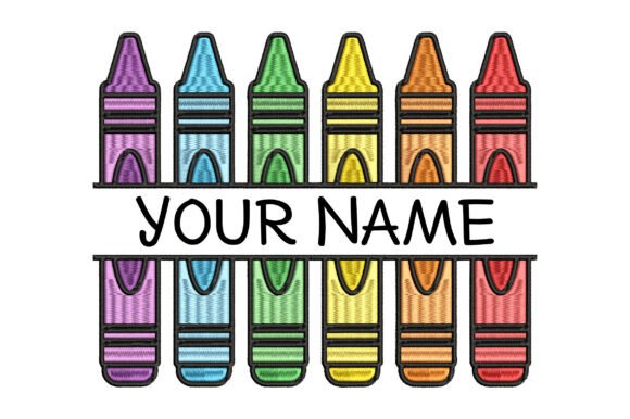 Vibrant Colorful Crayons Embroidery Design